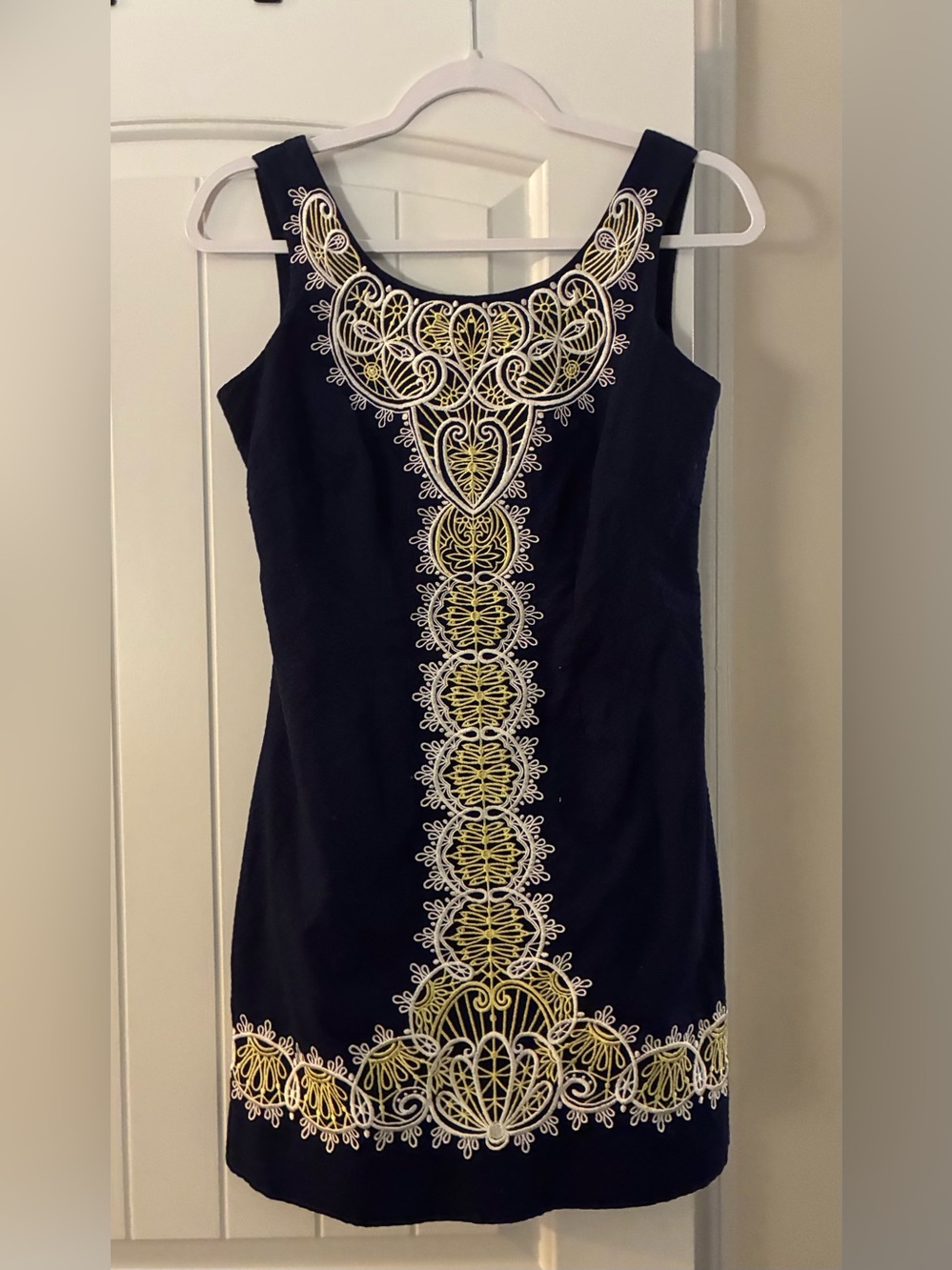 Lilly Pulitzer Delia True Navy Catch A Ray Embroidered Shift Dress - Size 2